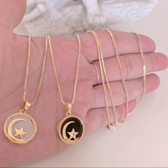 Crescent Moon Star Necklace | 14k Gold Filled - Picture 5 of 7